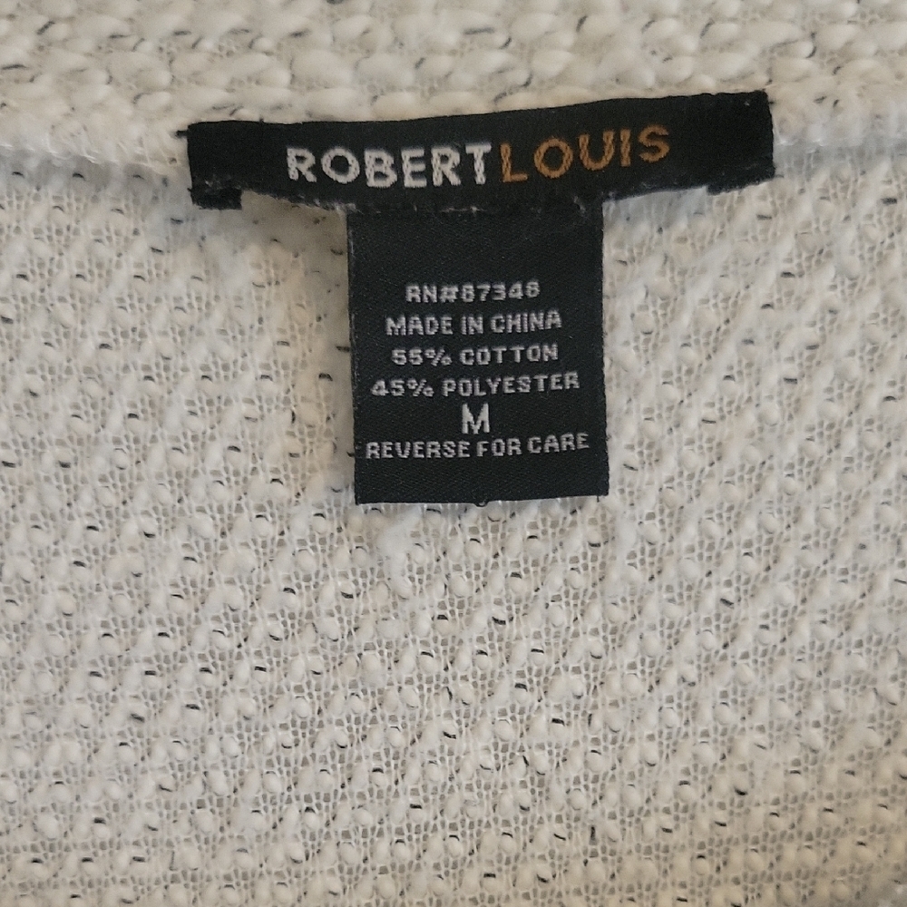 Robert Louis SzM Casual Cream Knit Cotton blend scoop neck Sweater with Pockets - Picture 2 of 5